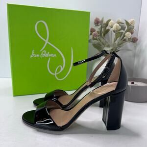 Sam Edelman Robyn Leather Ankle Strap Heel Black I3433L1001 Women 9.5M Tried On